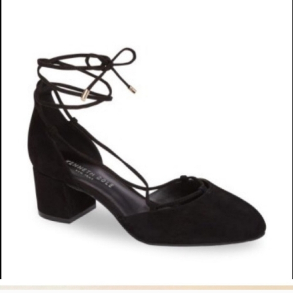 Kenneth Cole New York Tonniane Black Suede Wrap Around Ankle Lace Up Block Heel - Picture 12 of 12